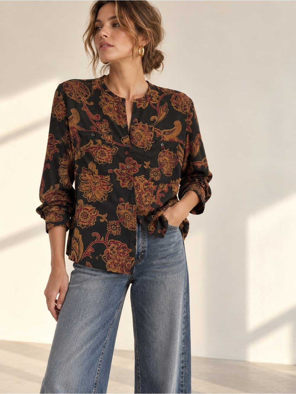 Vintage JNY 100% Silk Paisley Floral Blouse